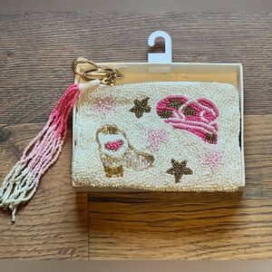 Sincerely Jules Beaded Coin Purse Pink Cowgirl Hat & Boot • NWT • Viral TJ Maxx